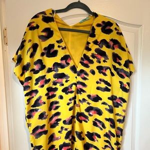 Karlie mini dress, yellow, leopard vneck